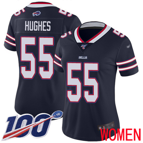 Women Buffalo Bills #55 Jerry Hughes Limited Navy Blue Inverted Legend 100th Season NFL Jersey